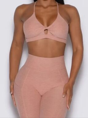 Bombshell Sportswear Blush Keyhole Bra + High‑Waist Leggings Set